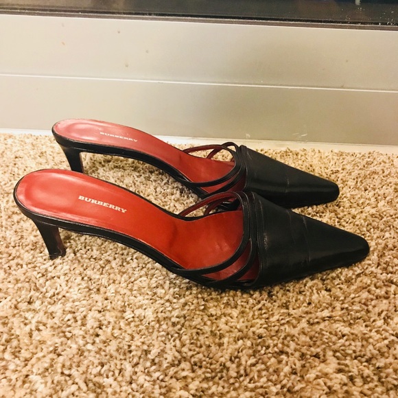 Burberry Black Leather Clogs Size 38.5 - Picture 3 of 8